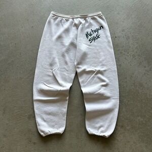 Vintage 80s Bassett Walker Michigan State Sweatpants Size Large White MSU Cotton